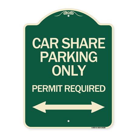 Car Share Parking Only Permit Required With Bidirectional Arrow Aluminum Sign